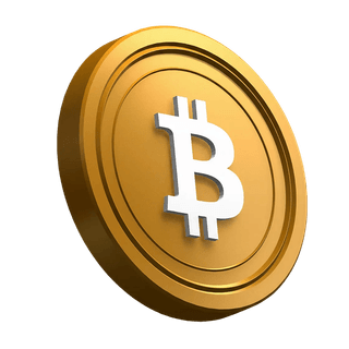 Im Design des Hero-Bereichs schräg dargestellte Bitcoin-(BTC)-Münze